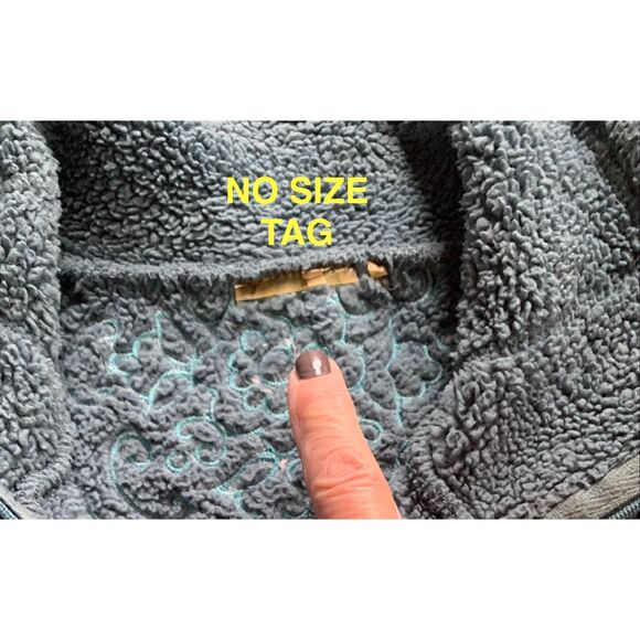 ATHLETA 1/4 ZIP FLEECE EMBROIDERED teal pullover SWEATER JACKET sz S M - Picture 7 of 10